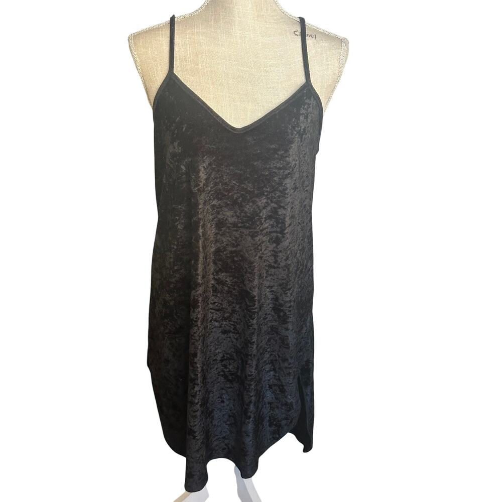 Black Velvet Slip Mini Dress - Unbranded
